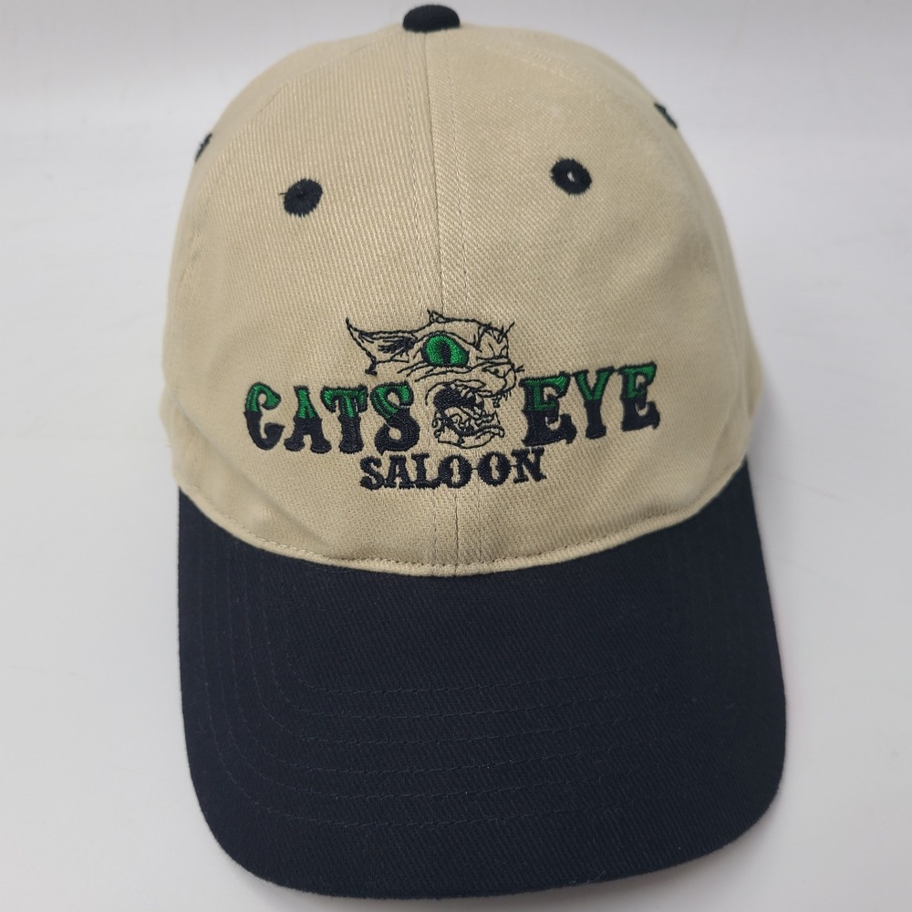 Cats Eye Saloon Hat Adjustable Beige Black Athens Ohio Sports Bar Casual Men